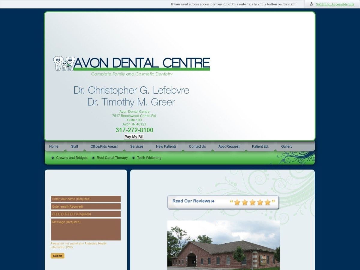 Avon Dental Center Website Screenshot from avondentalcentre.com