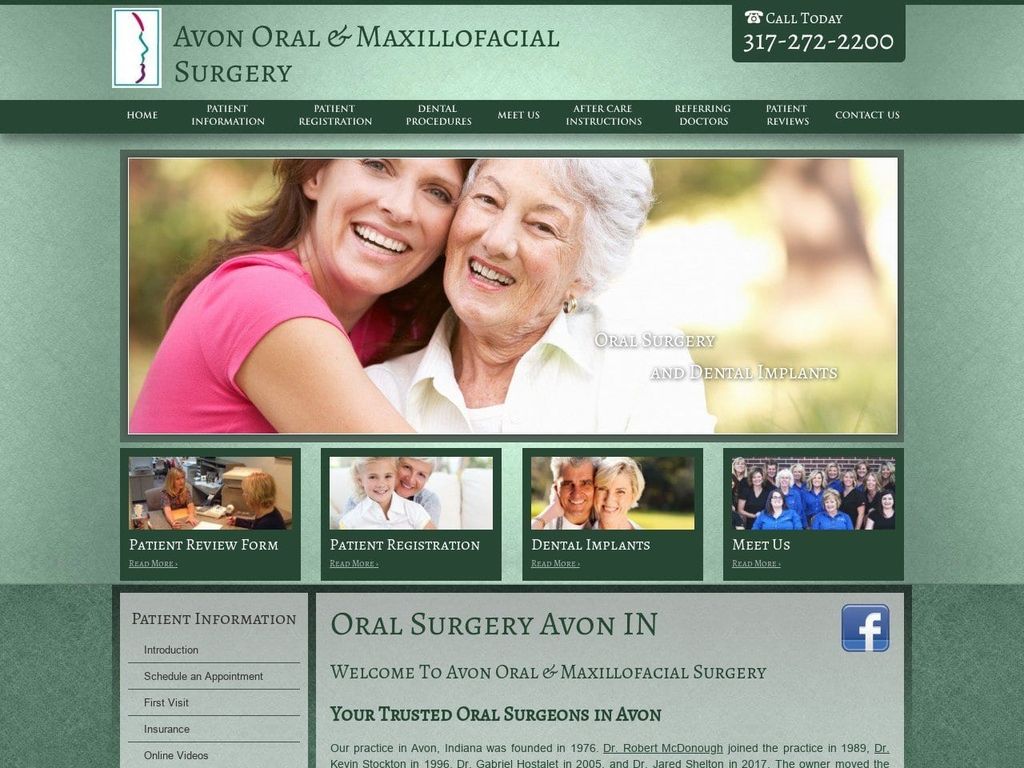 Avon Oral Dentist Website Screenshot from avonoms.com