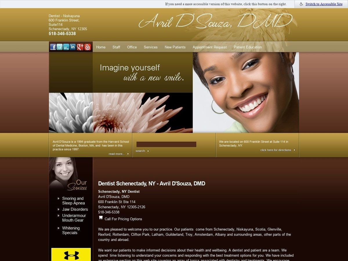 Avril DSouza DMD PC Website Screenshot from avrildsouzadmd.com