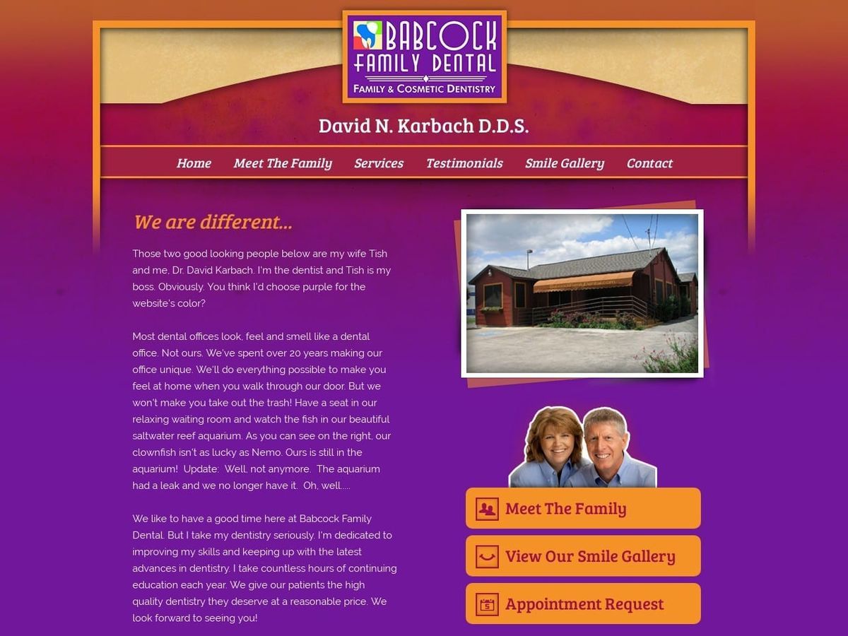 Babcock Family Dental Website Screenshot from babcockfamilydental.com