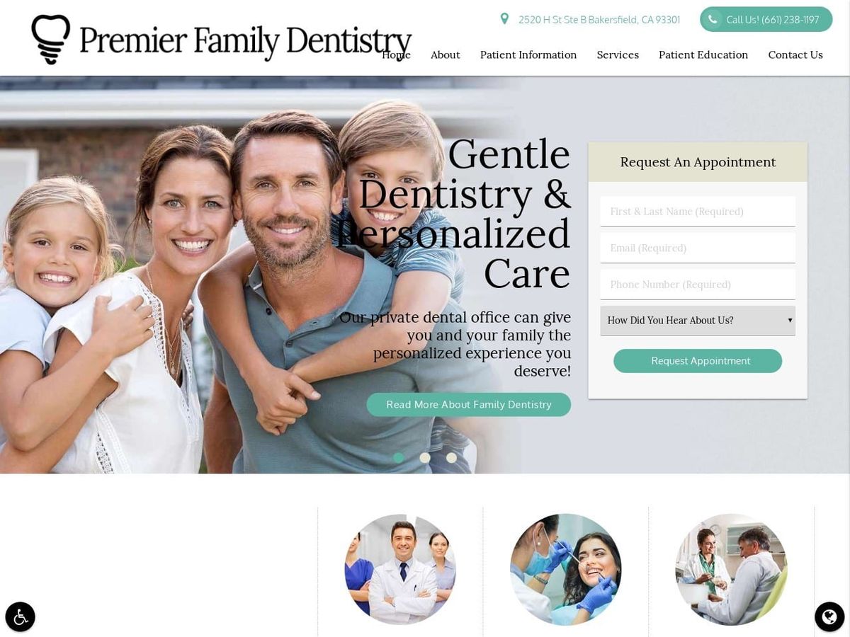 Premier Family Dentist Website Screenshot from bakersfielddentistry.net