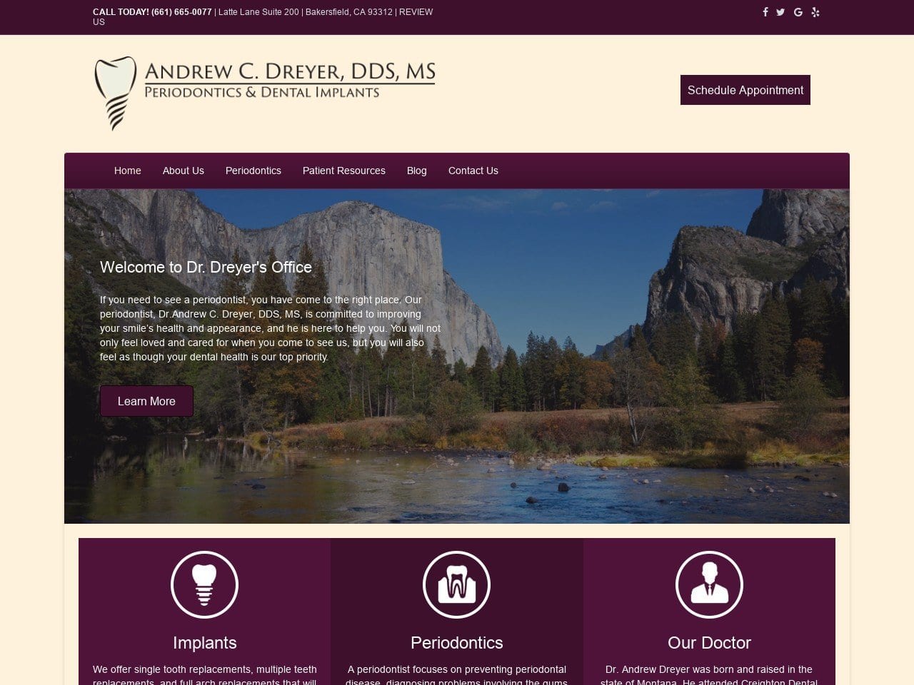 Dreyer Andrew C DDS MS Website Screenshot from bakersfieldperiodontics.com