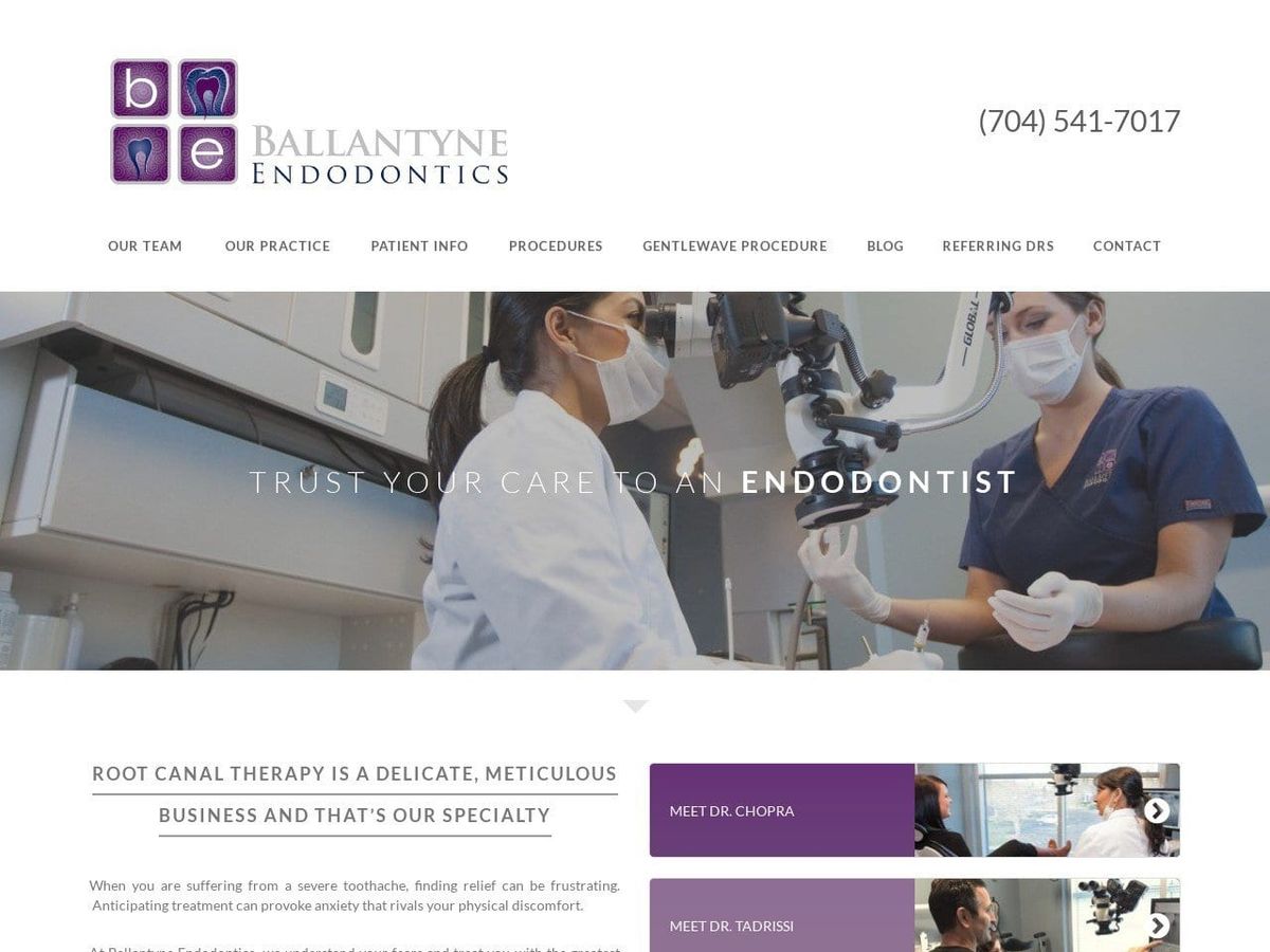 Ballantyne Endodontics Website Screenshot from ballantyneendo.com