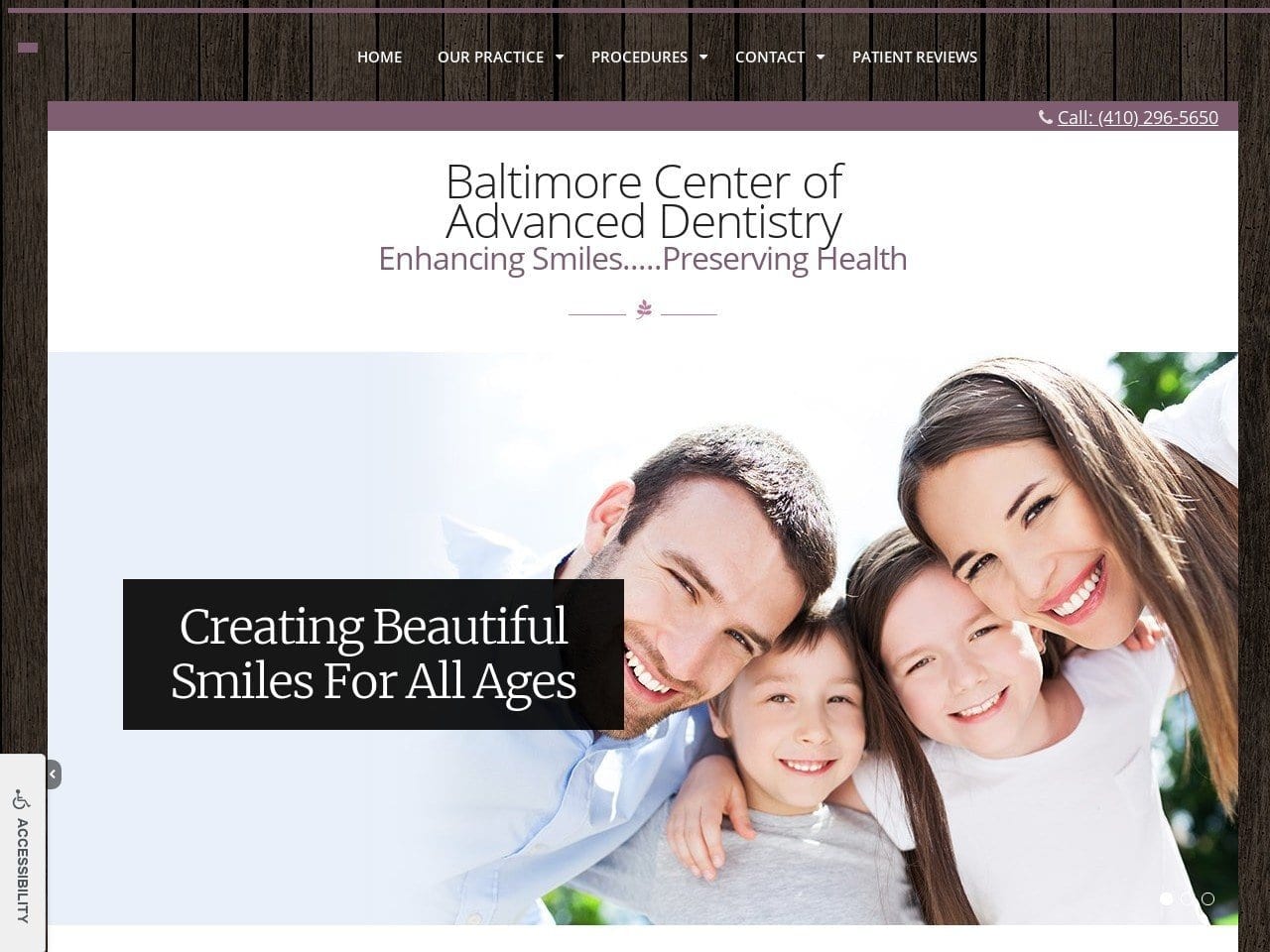 Baltimore Center Website Screenshot from baltimoredentalcenter.com