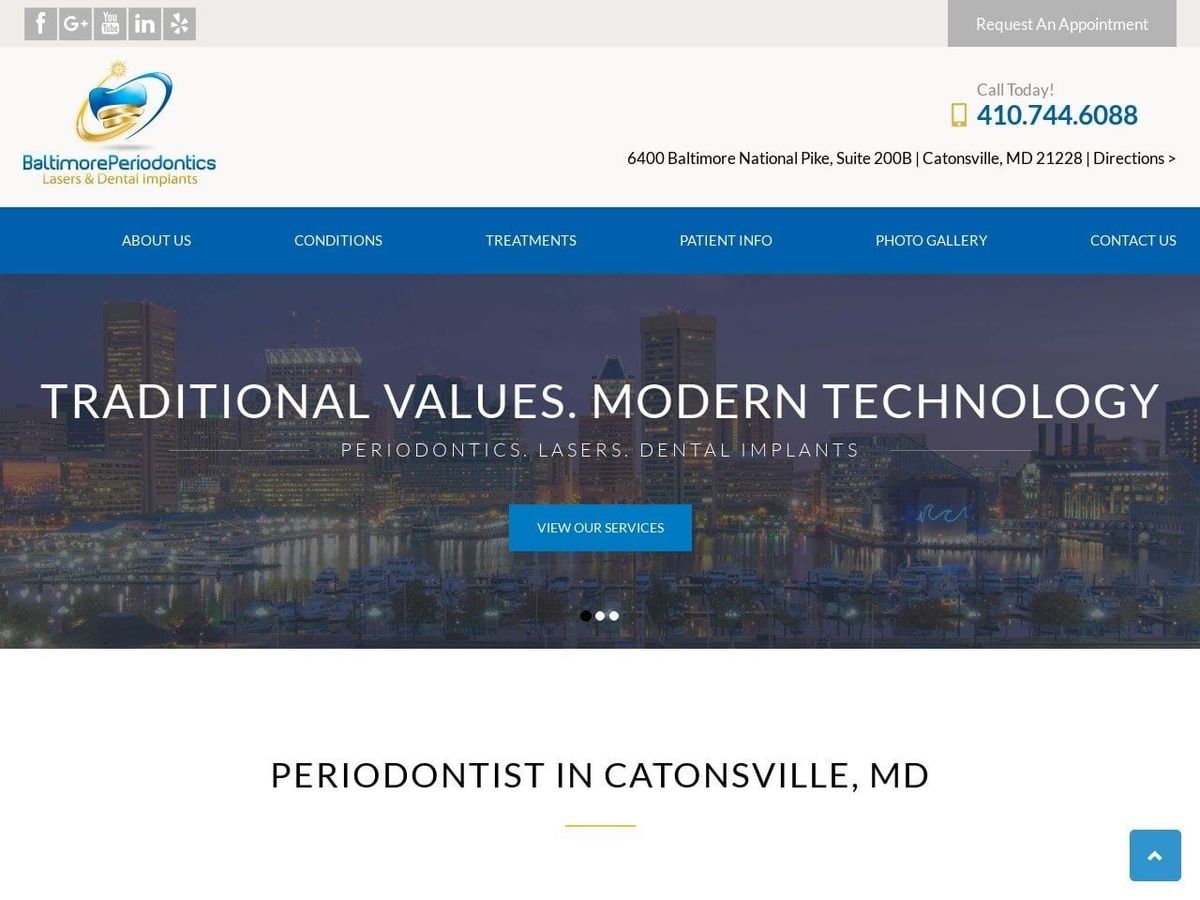 Baltimore Periodontics Ari Moskowitz DMD Website Screenshot from baltimoreperio.com