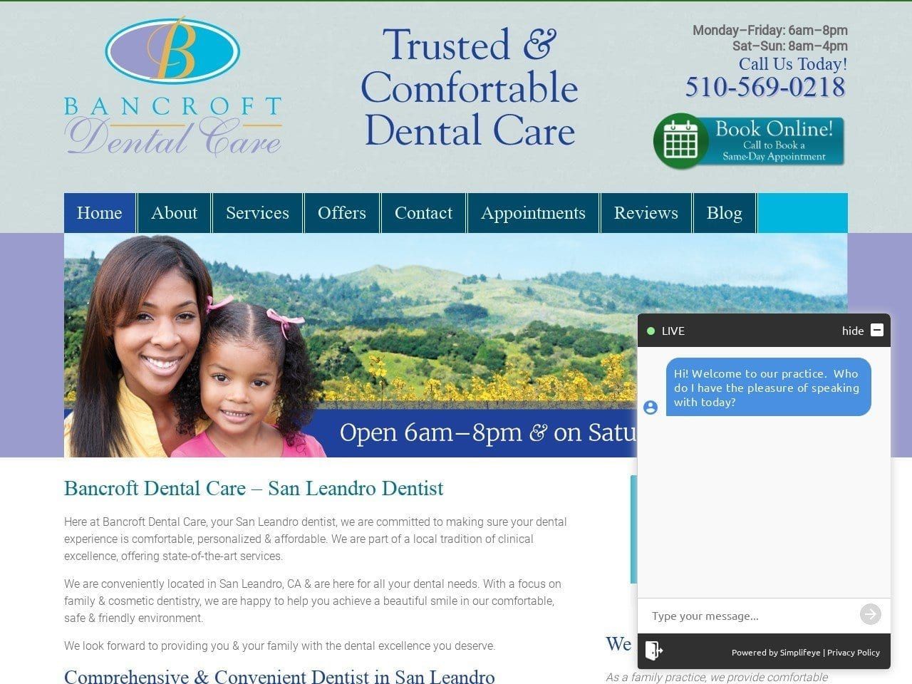 Bancroft Dental Care Website Screenshot from bancroftdentalcare.com