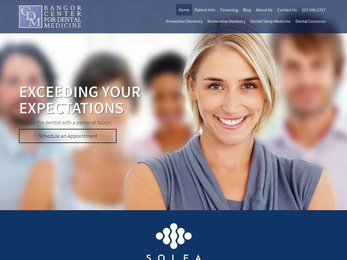 Bangor Center For Dental Medicine Website Screenshot from bangordentalmed.com