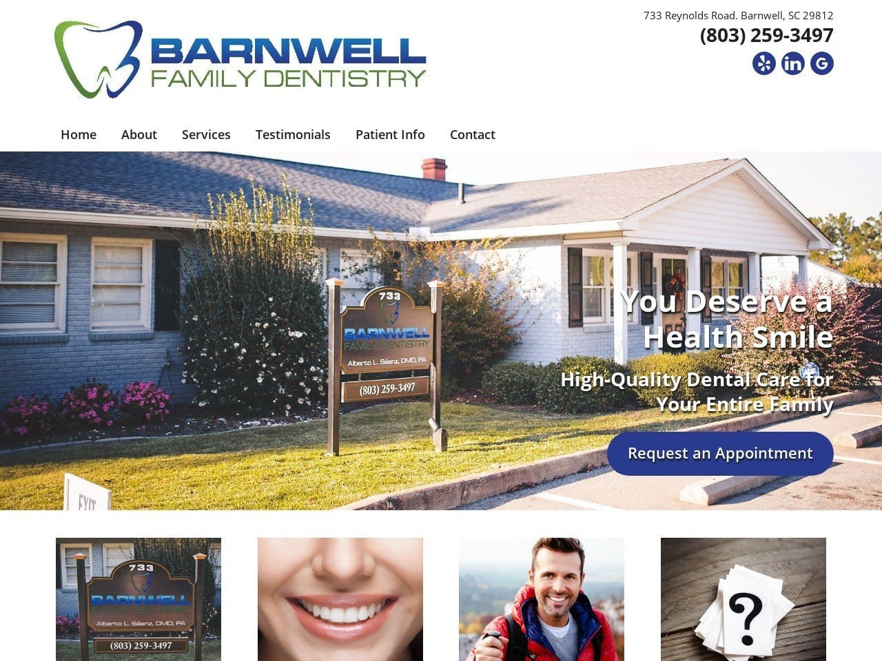 Barnwell Family Dentist Website Screenshot from barnwellfamilydentistry.com