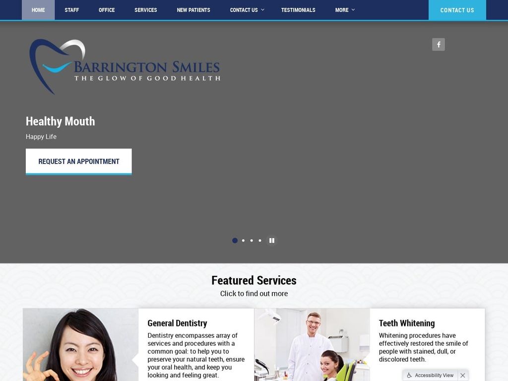 Barrington Smile Dental Website Screenshot from barringtonsmiledental.com