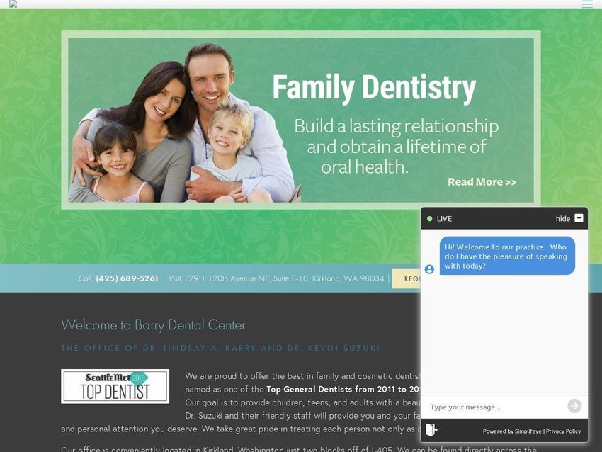 Barry General Dentist Website Screenshot from barrydentistry.com