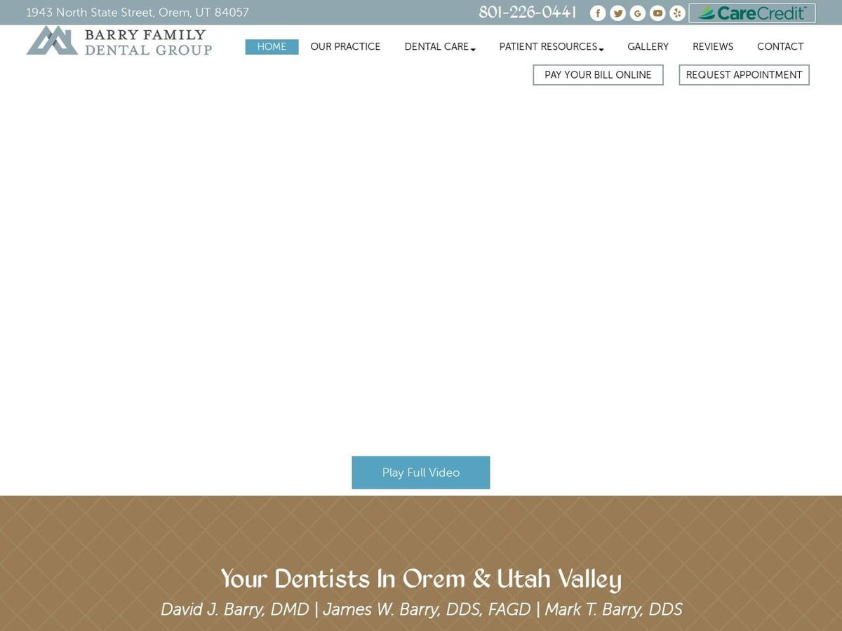 Barry Family Dental Group Website Screenshot from barryfamilydental.com