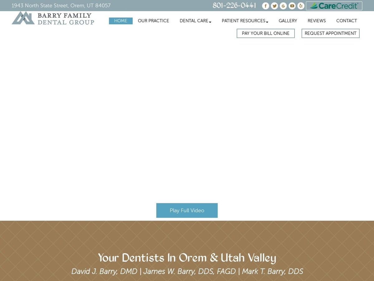 Barry Family Dental Group Website Screenshot from barryfamilydental.com