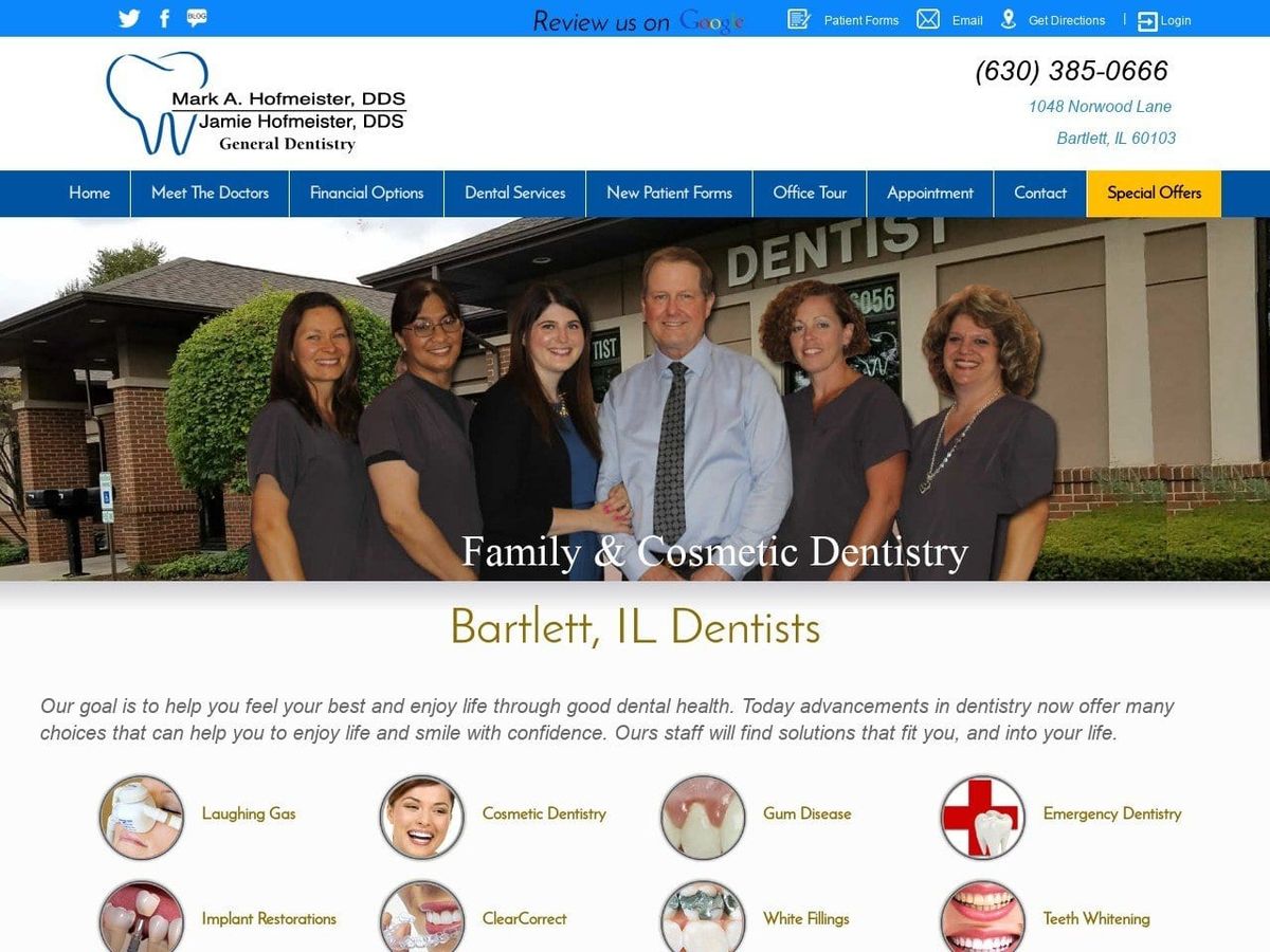 Bartlett Family Dental Website Screenshot from bartlettfamilydental.com