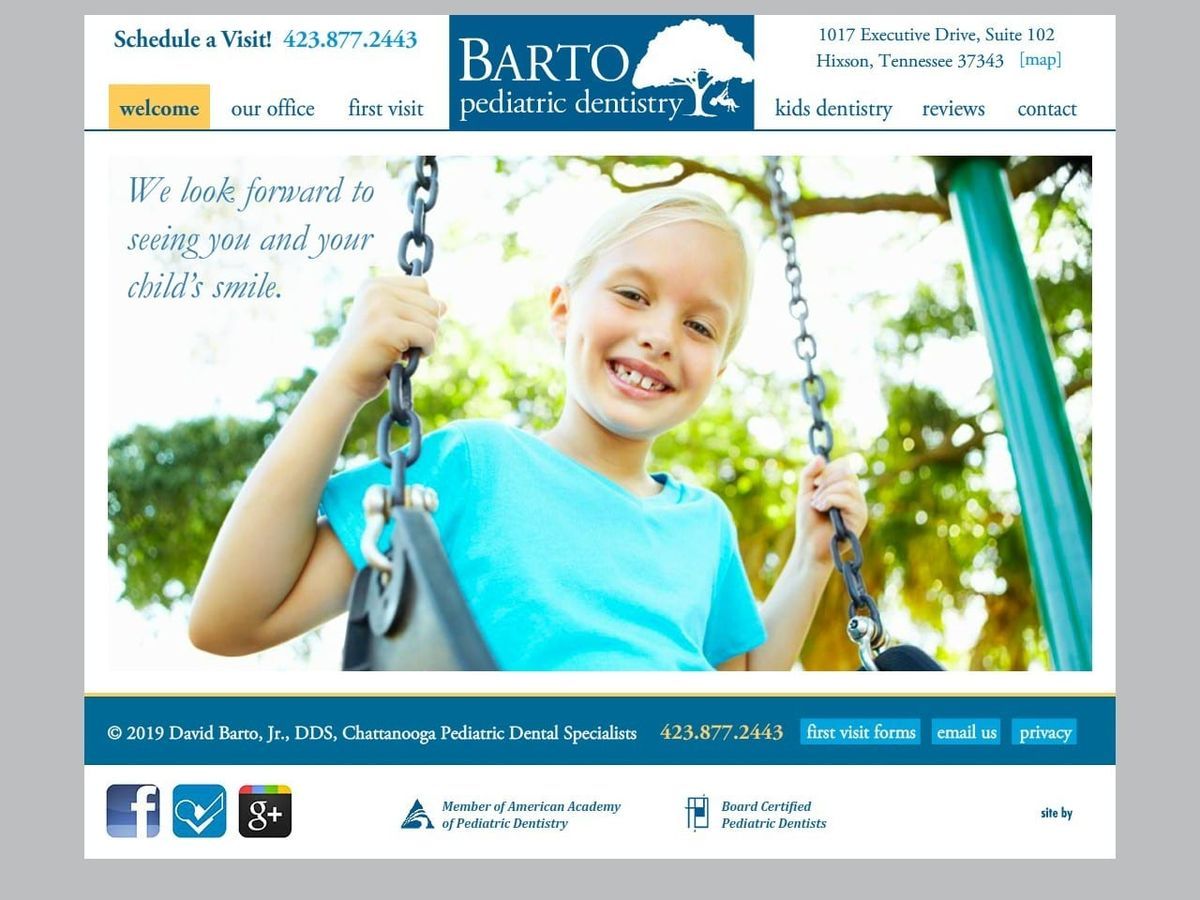 Barto Pediatric Dentist Website Screenshot from bartopediatricdentistry.com
