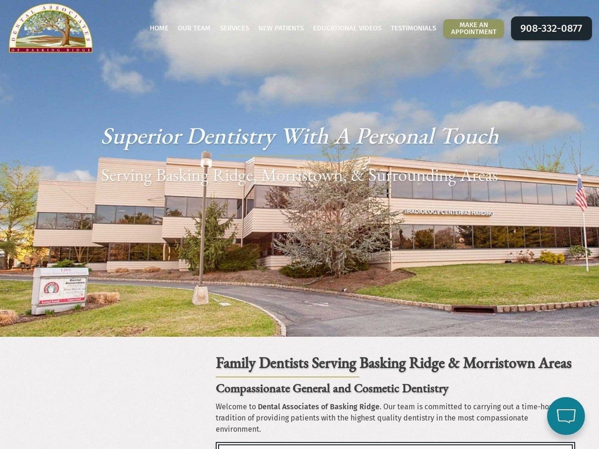 Dental Associates of Basking Ridge Website Screenshot from baskingridgedentist.com