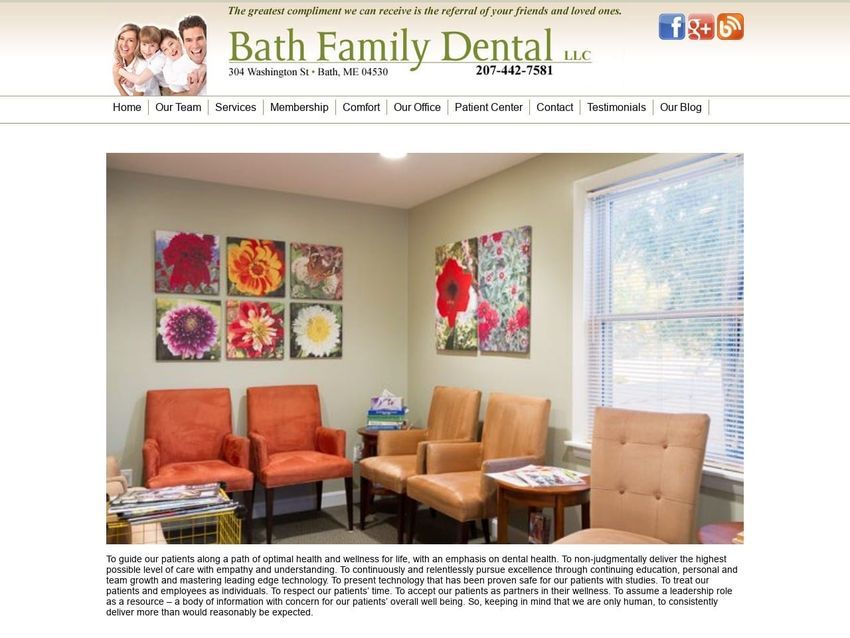 Bath Family Dental Website Screenshot from bathfamilydental.com