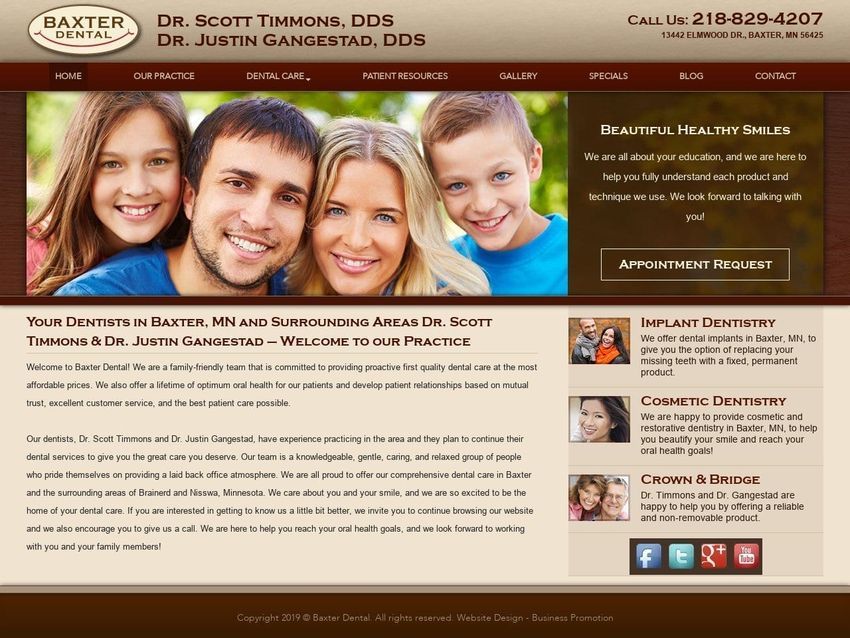 Baxter Dental Website Screenshot from baxterdentalclinic.com