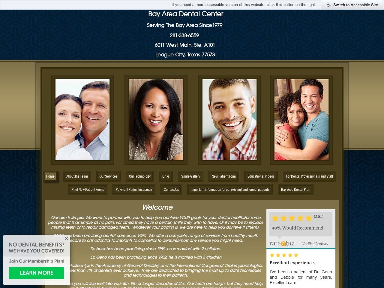 Dr. Eric M. Hurst Sr DDS Website Screenshot from bayareadentalcenter.com