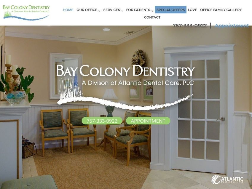 Baycolony Dentistry Website Screenshot from baycolonydentistry.com