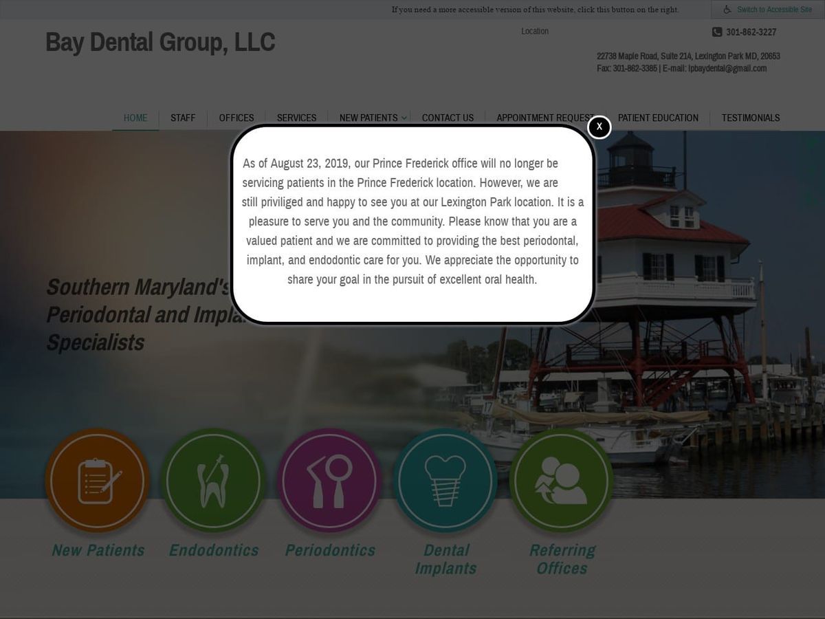 Bay Dental Group Website Screenshot from baydentalgroupllc.com