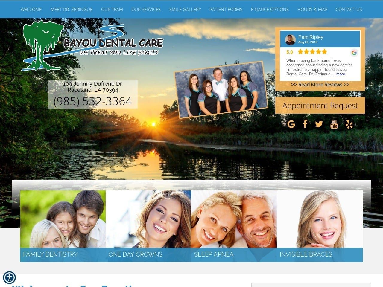 Bayou Dental Care Website Screenshot from bayoudentalcare.com