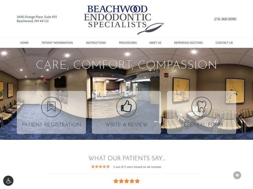Beachwood Endodontic Specialists Website Screenshot from beachwoodendo.com