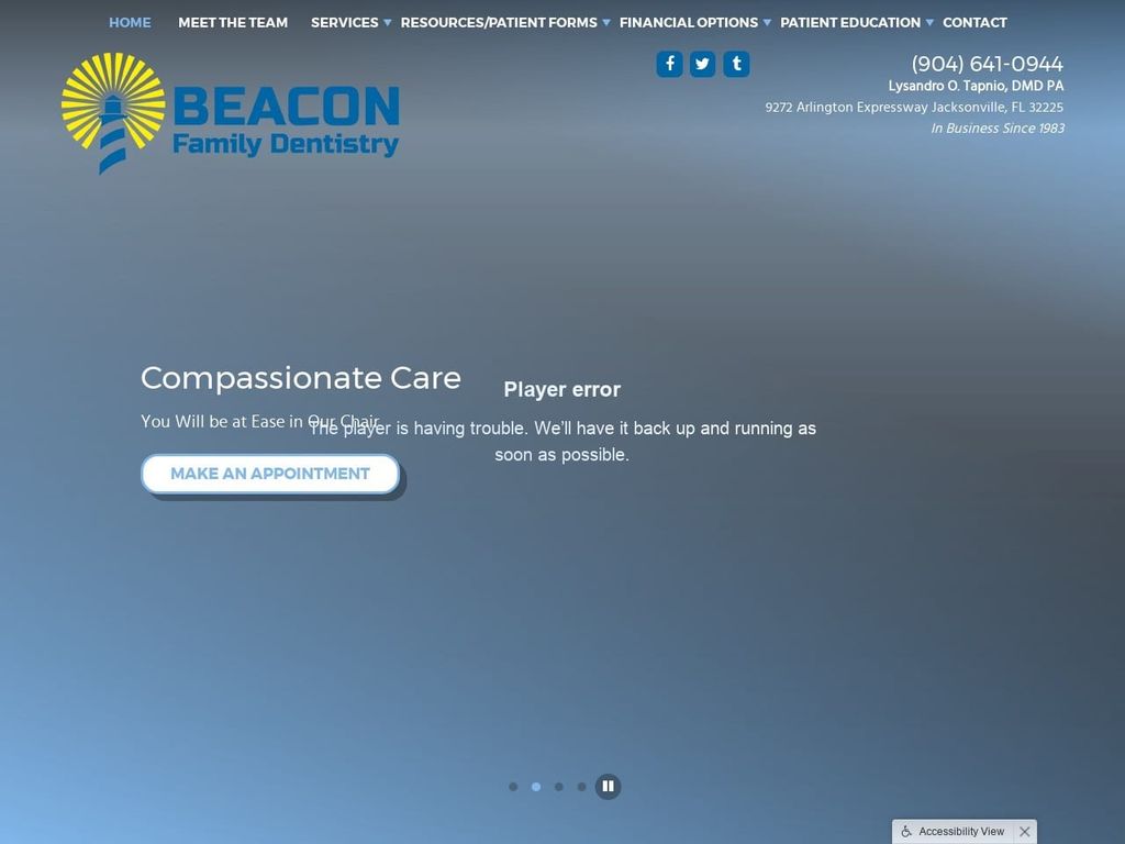 Tapnio Lysandro O DMD P.A. Website Screenshot from beaconfamilydentistry.com