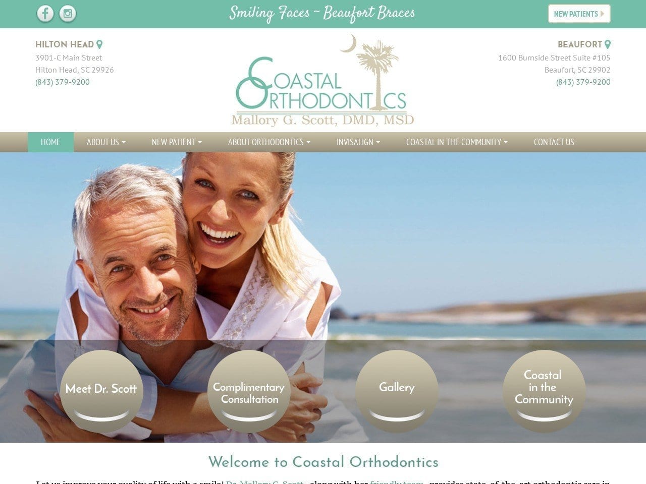 Coastal Orthodontics Website Screenshot from beaufortbraces.com