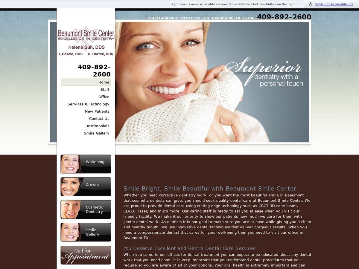 Beaumont Smile Center; Helene Suh Dds & Gerard Cas Website Screenshot from beaumontsmilecenter.com