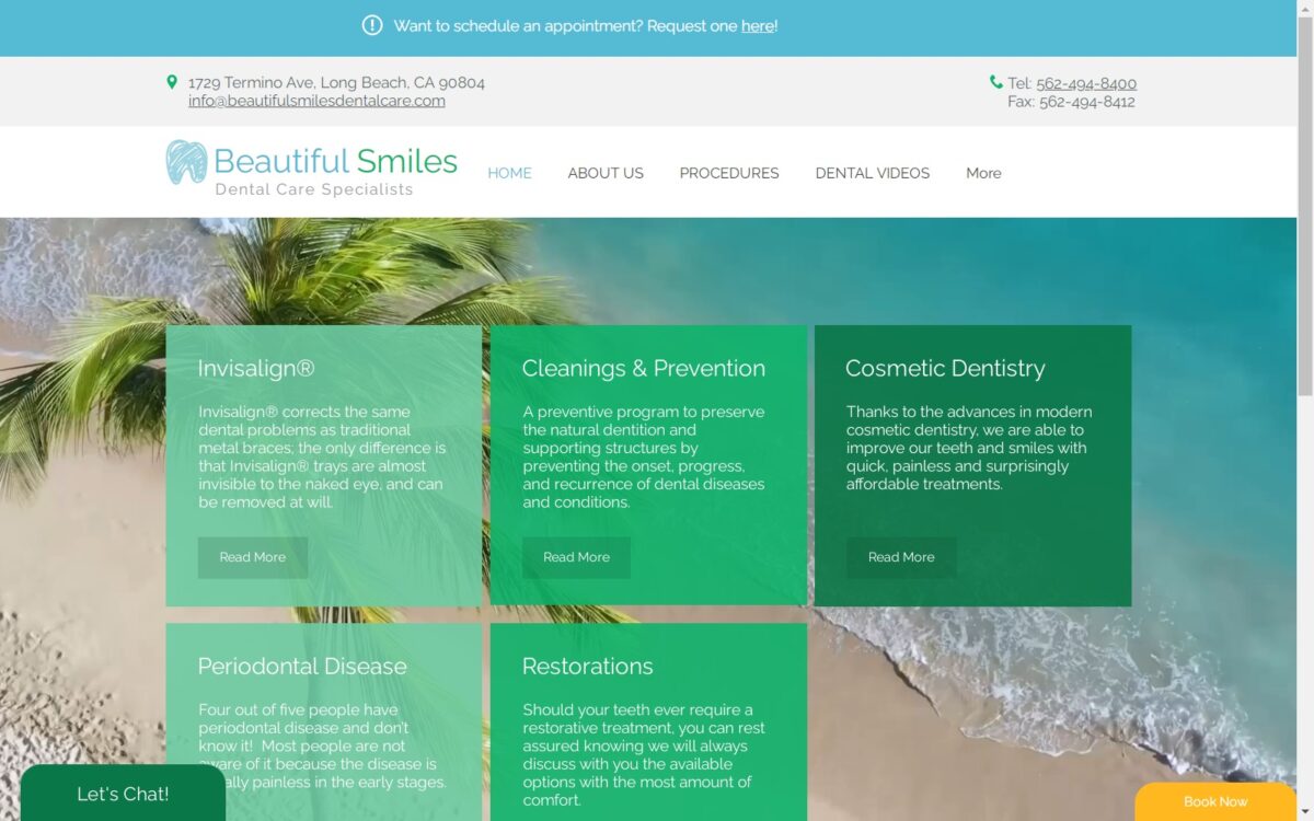 beautifulsmilesdentalcare.com screenshot