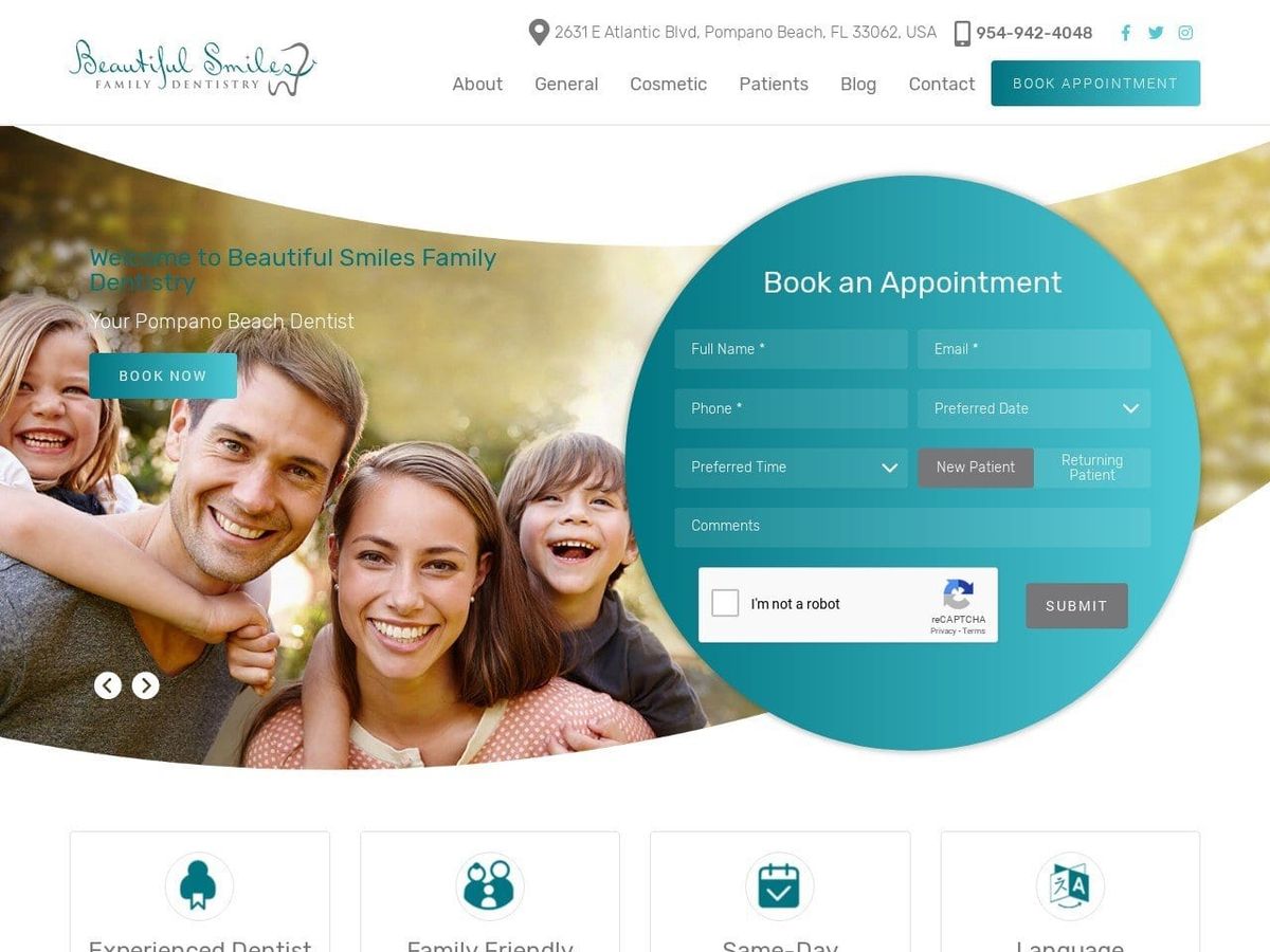 Beautiful Smiles Family Dentistry Website Screenshot from beautifulsmilesdentist.com