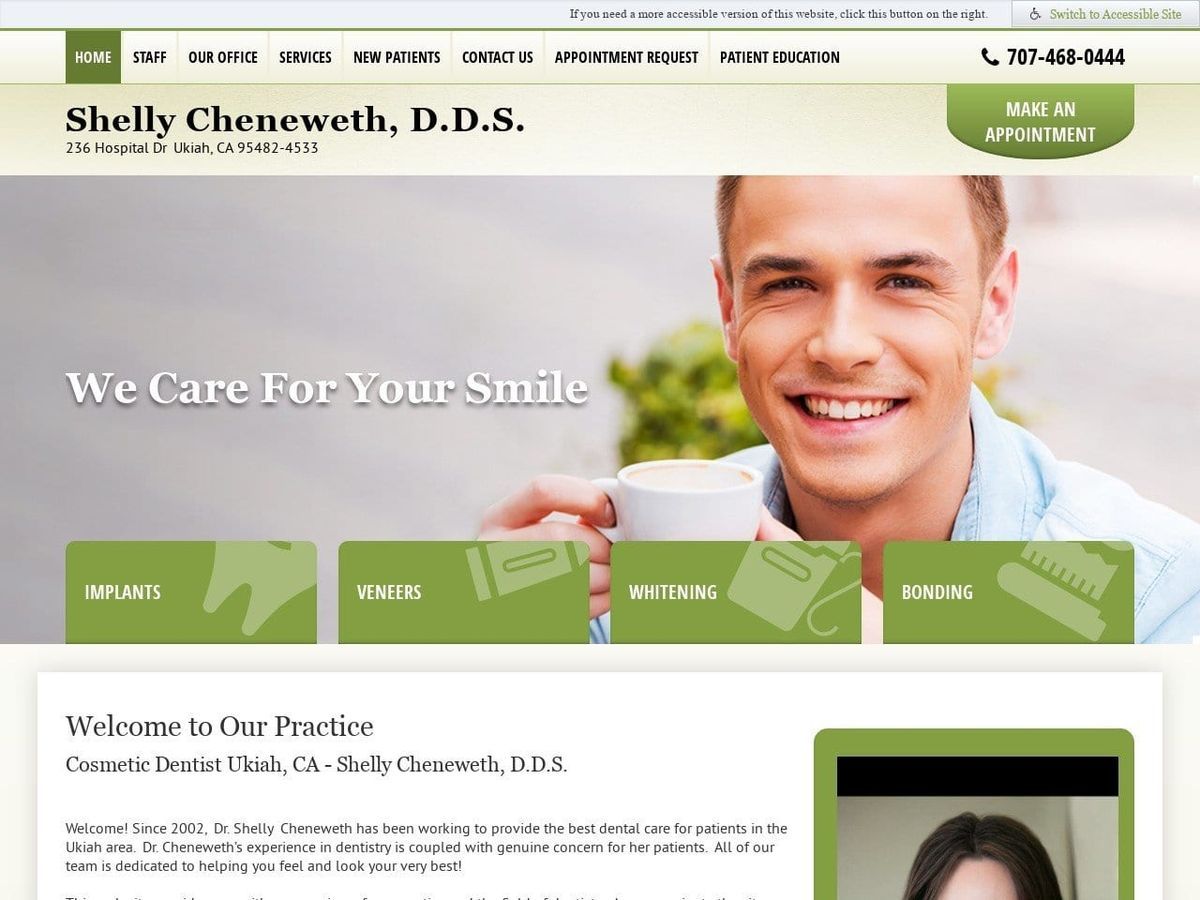 Dr. Shelly M. Cheneweth DDS Website Screenshot from beautifulsmilesofukiah.com
