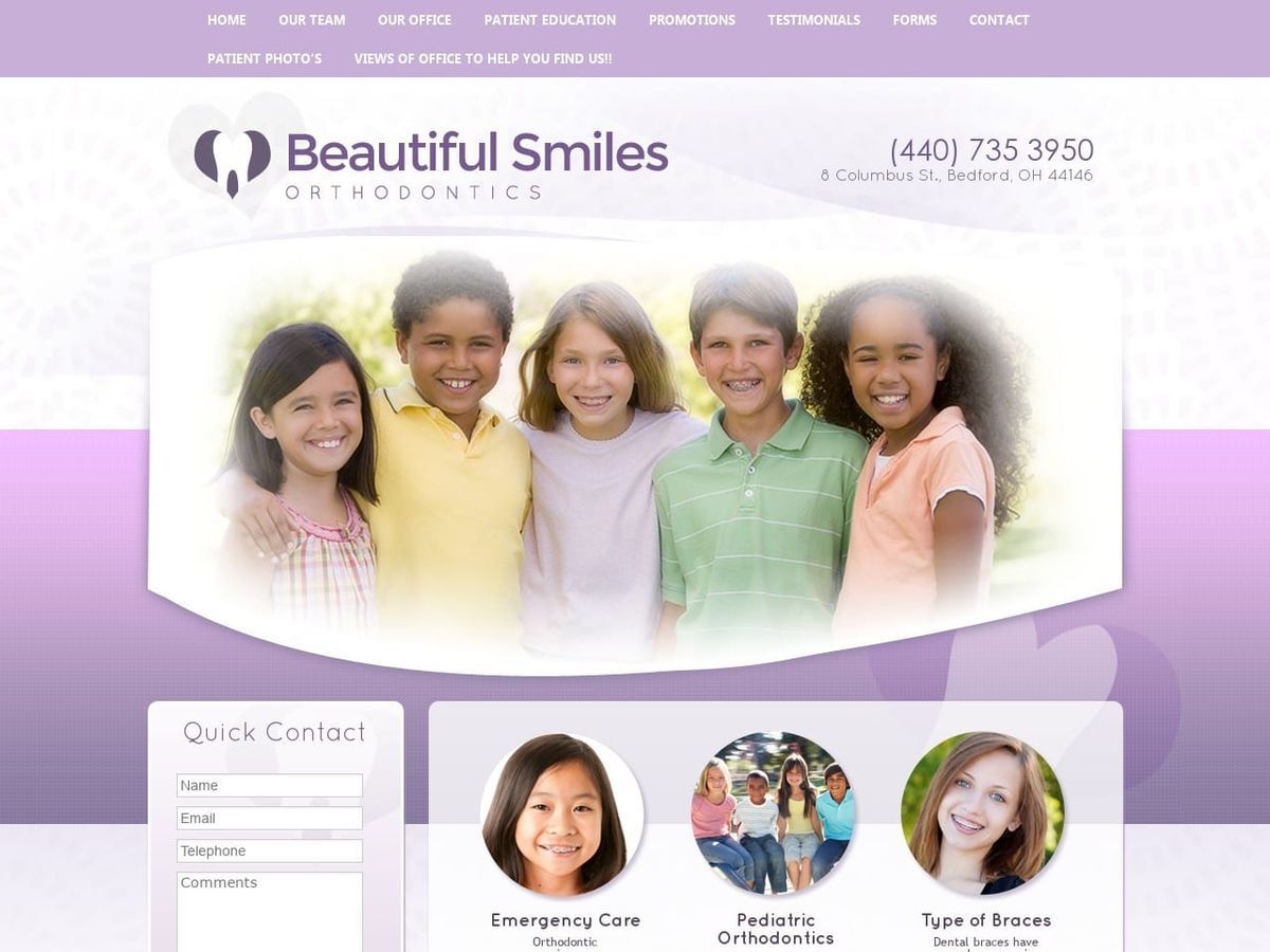 Beautiful Smiles Orthodontics Kapley Kenneth DDS Website Screenshot from beautifulsmilesorthodontics.com