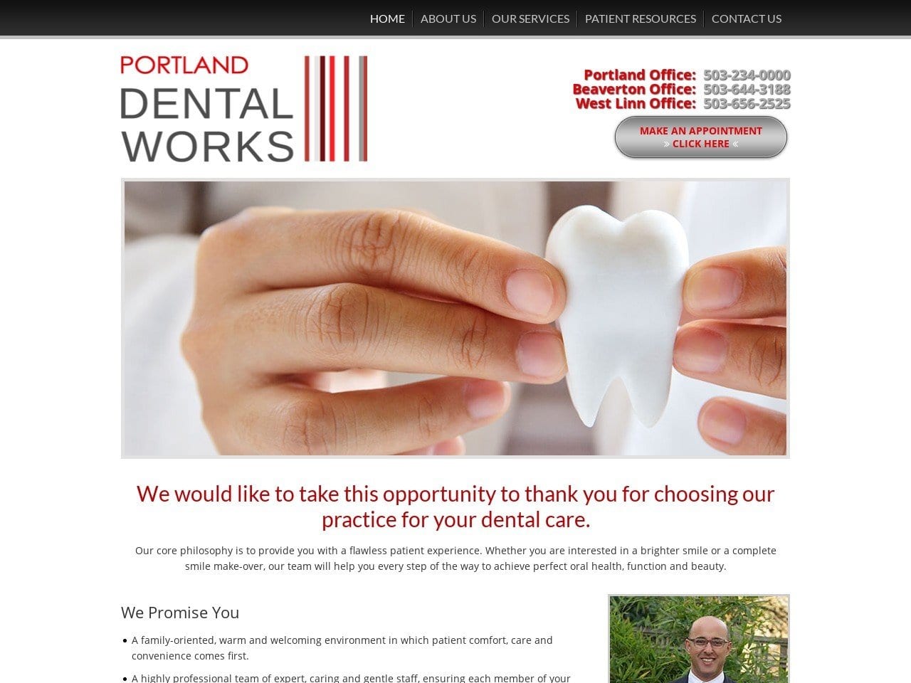 Beaverton Dental Works Website Screenshot from beavertondentalworks.com