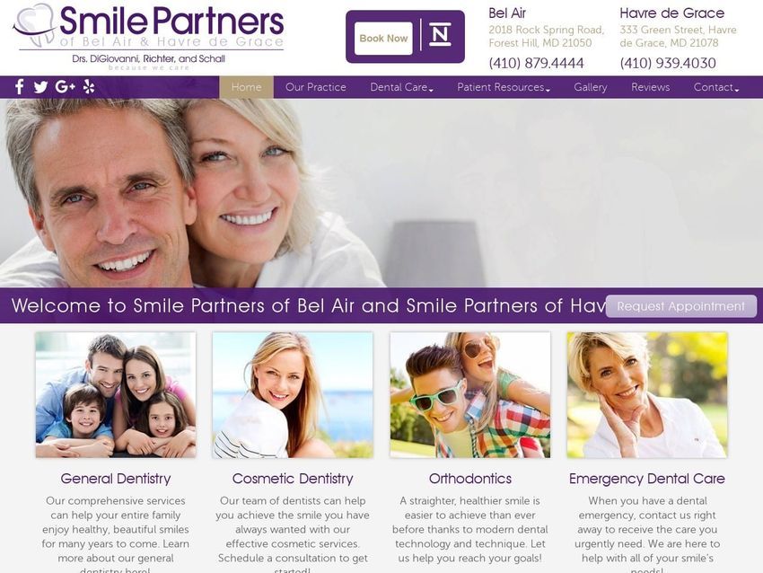 Bel Air Smile Partners Website Screenshot from belairsmile.com