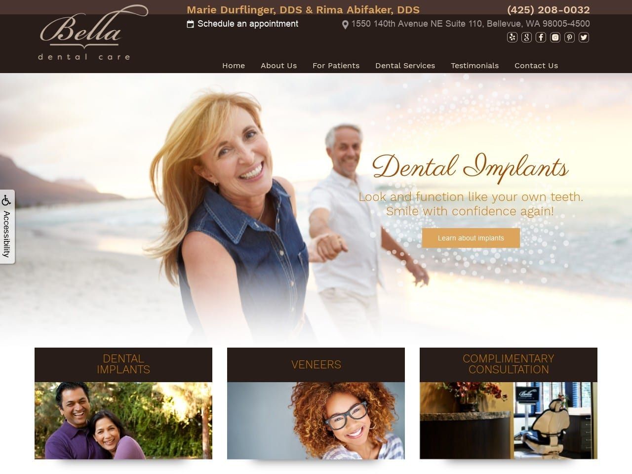 Bella Dental Care Website Screenshot from belladentalcare.net