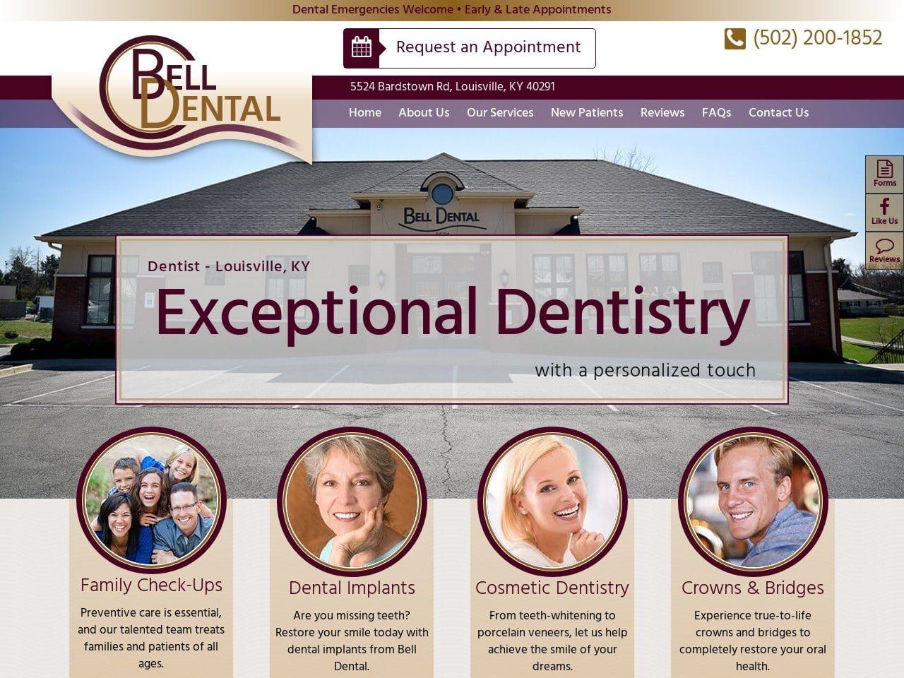 Dr. Kenneth A. Bell DMD Website Screenshot from belldentalky.com