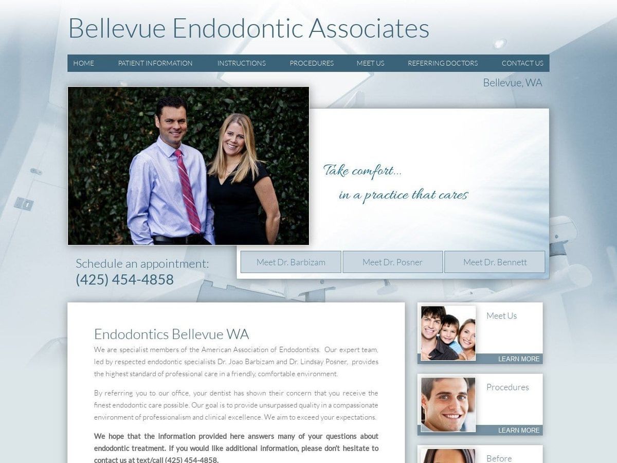 Bellevue Endodontics Associates Website Screenshot from bellevueendodontics.com