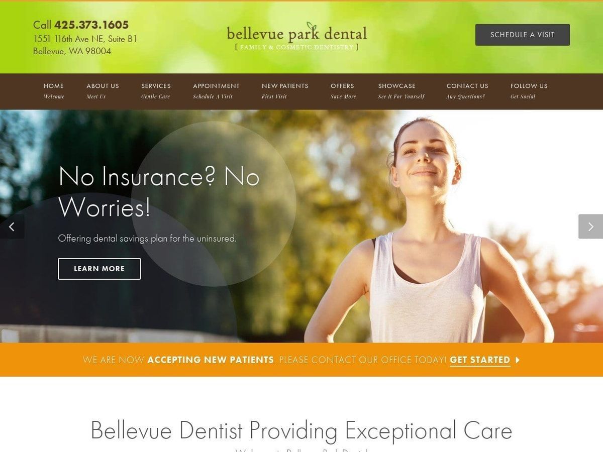 Alex Park DDS. at Bellevue Park Dental Website Screenshot from bellevueparkdental.com