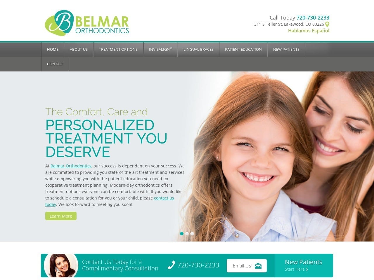 Belmar Orthodontics Website Screenshot from belmarorthodontics.com