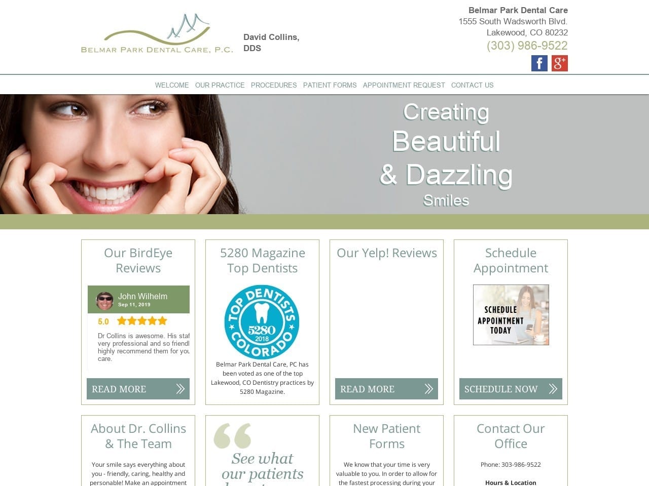 Belmar Park Dental Care PC Website Screenshot from belmarparkdental.com