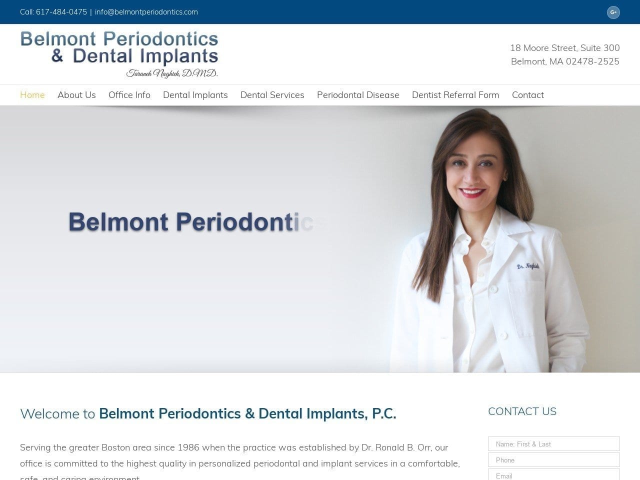 Belmont Periodontics Orr Ronald B DDS Website Screenshot from belmontperiodontics.com