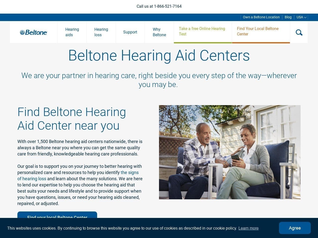 Beltone Hearing Aid Center Website Screenshot from beltonene.com