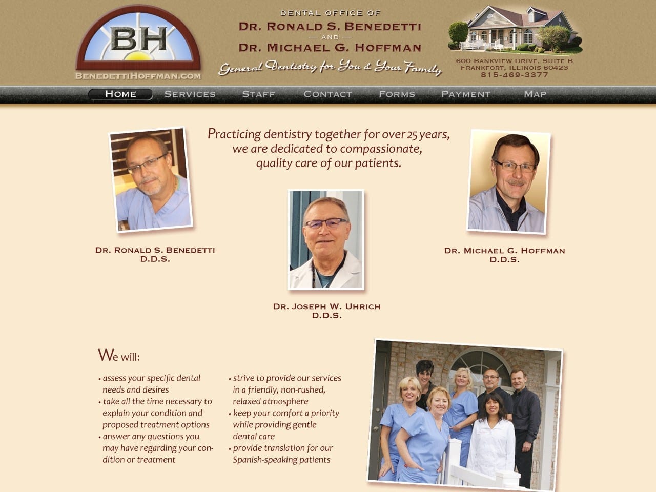 Benedetti Dentist Website Screenshot from benedettihoffman.com