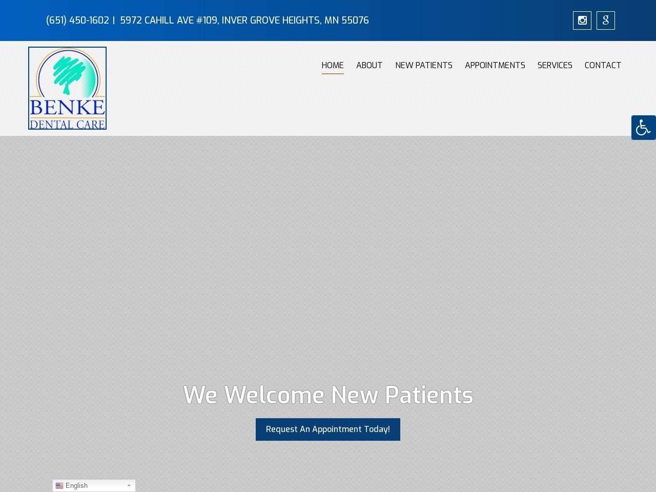 Benke Dental Care Website Screenshot from benkedentalcare.com