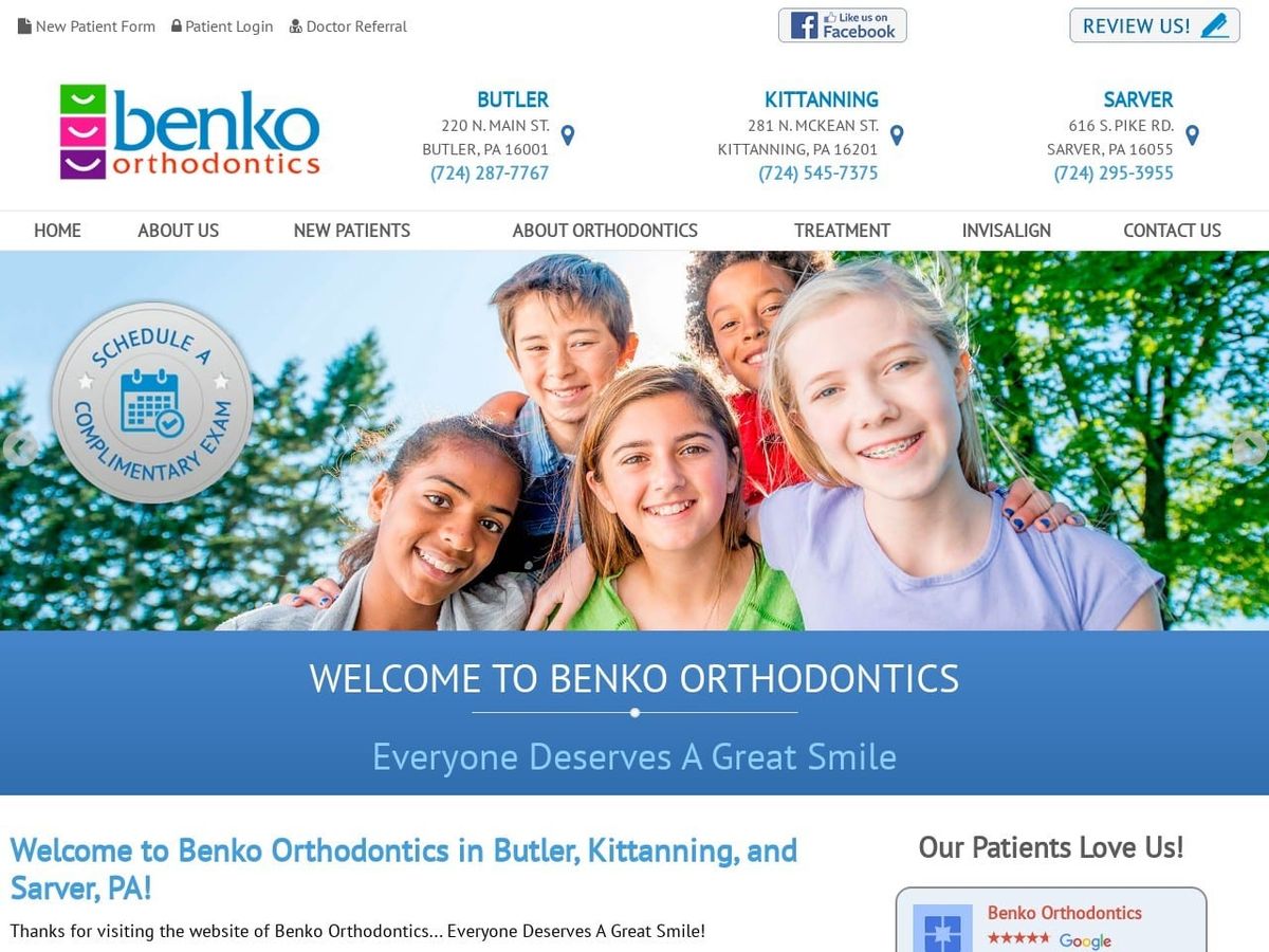 Sarver Orthodontics Website Screenshot from benkoortho.com