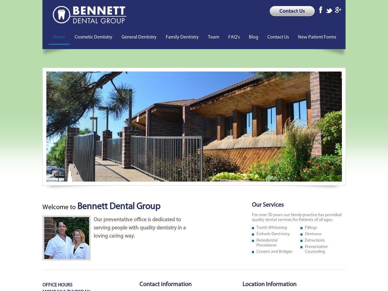 Bennett Dental Group Website Screenshot from bennettdentalgroup.com