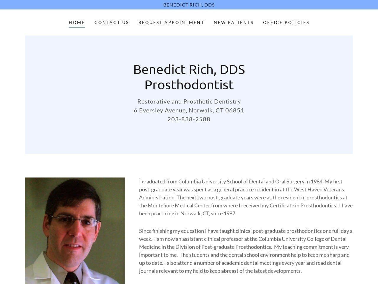 Benedict Rich Dds Website Screenshot from benrich.com