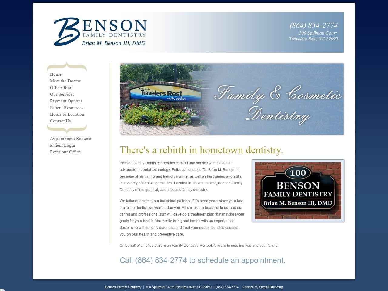 Benson Family Dentist Website Screenshot from bensonfamilydentistrysc.com