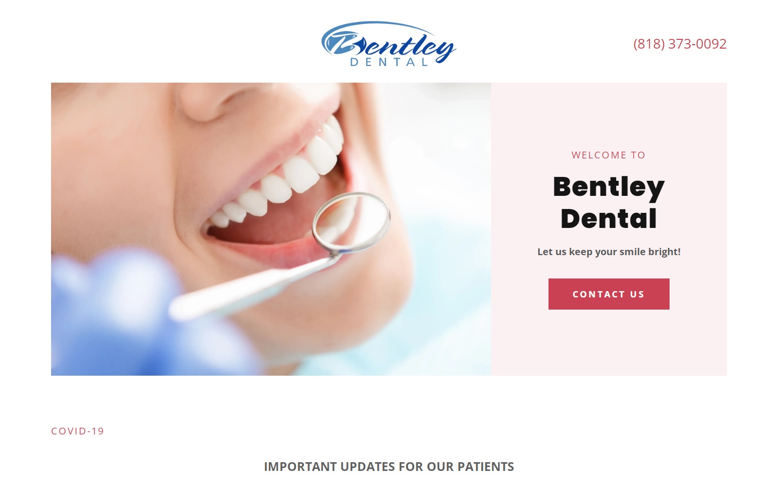 bentleydental.com screenshot